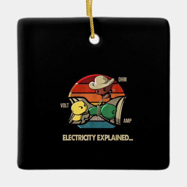 Ohm Volt Amp Electrical erklärt Elektriker Keramikornament (Vorderseite)