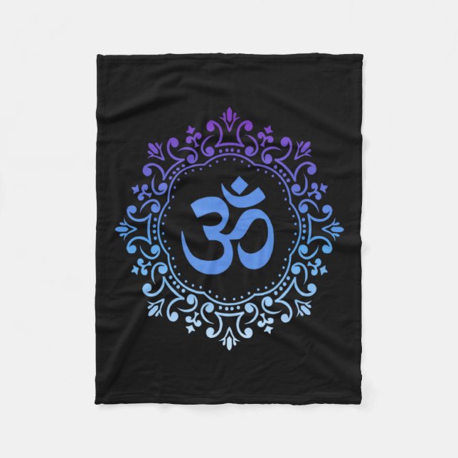 Ohm Yoga New Age Purple And Blue Mandala Sound Bat Fleecedecke (Vorderseite)