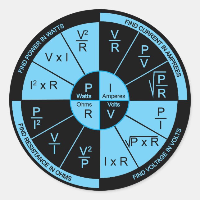 Ohm's Law - Black and Blue Runder Aufkleber (Vorderseite)