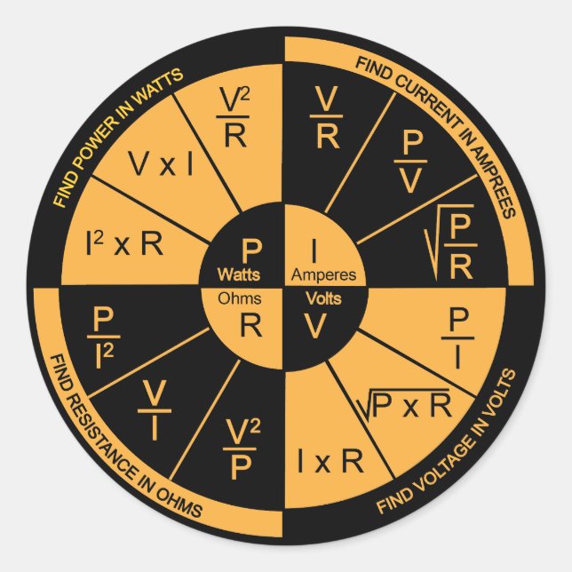Ohm's Law - Schwarz und Orange Runder Aufkleber (Vorderseite)