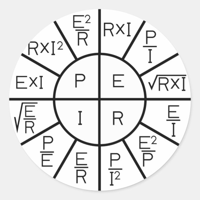 Ohm's Law Wheel Aufkleber - rund (Vorderseite)