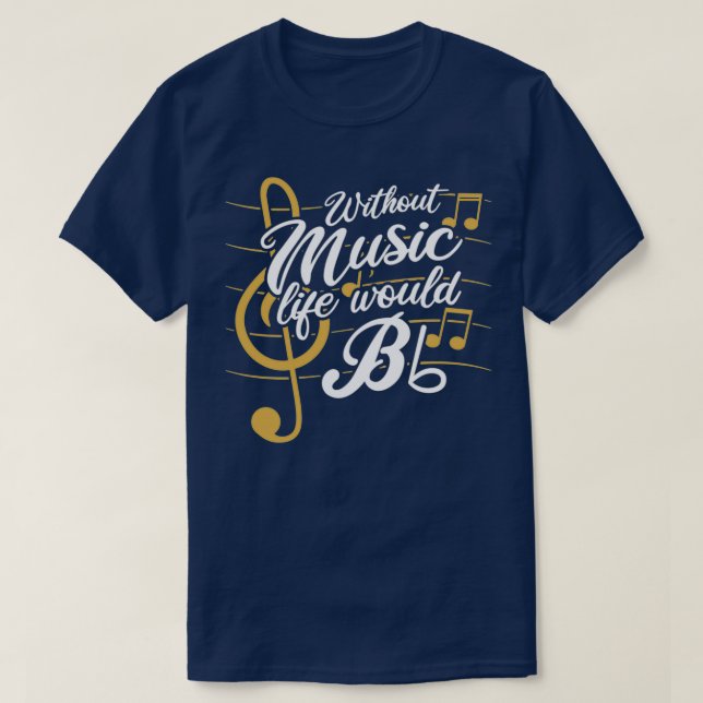 Ohne Musik wäre Flat II Funny Music Quo T-Shirt (Design vorne)
