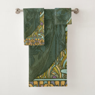 Ohne Titel von Alphonse Mucha (1902) Badhandtuch Set