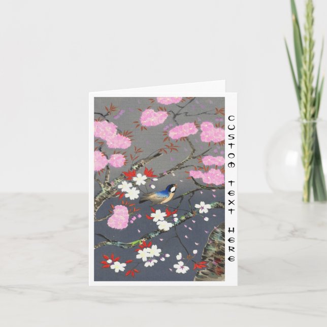 Ohno Bakufu Cherry Blossoms Bluebird shanga Karte (Vorderseite)
