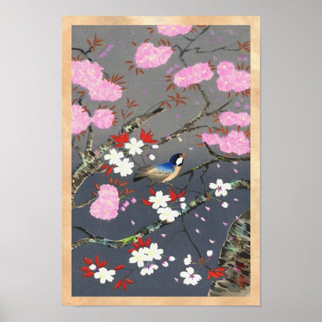 Ohno Bakufu Cherry Blossoms Bluebird shanga Poster (Vorne)