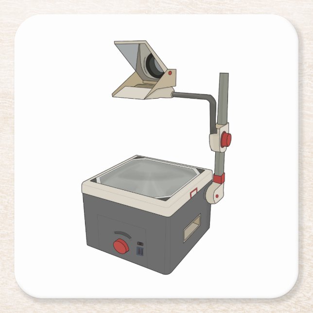 OHP 80er 90s Overhead Projektor Rechteckiger Pappuntersetzer (Vorderseite)