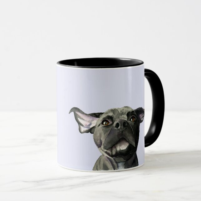 Ohr, das schwarze Pitbull-Hundeillustration Tasse (VorderseiteRechts)