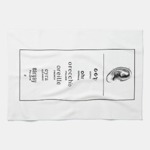 Ohr in verschiedenen Sprachen Geschirrtuch