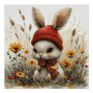 Ohren der Eleganz: Ein bisschen wunderlicher Hase Poster