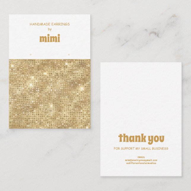 Ohrhänger Display Business Card mit Goldfunken Visitenkarte (Vorne/Hinten)