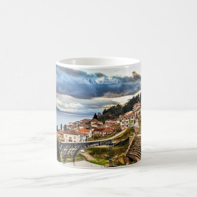 Ohrid, Landschaft Mazedonien Kaffeetasse (Mittel)