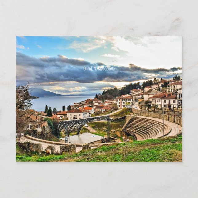 Ohrid, Mazedonien Panoramasicht Postkarte (Vorderseite)