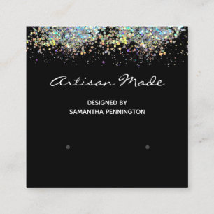 Ohrring-Display-Imitate Rainbow-Metalitic-Glitzer Quadratische Visitenkarte
