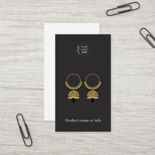 Ohrstecker-Anzeigekarte   Logo Schwarze Schmuckanz Visitenkarte
