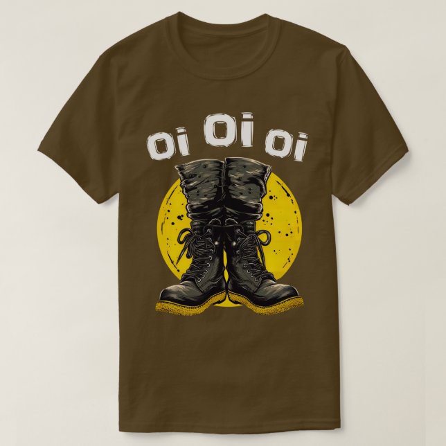 Oi Oi Oi Punk Rock Combat Boots Skinhead Music Oi T-Shirt (Design vorne)