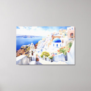 Oia, Santorini - gearbeitete Leinwand Print
