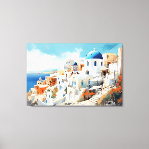 Oia, Santorini - gearbeitete Leinwand Print