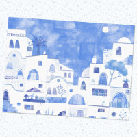 Oia Santorini Griechenland Aquarellmalerei