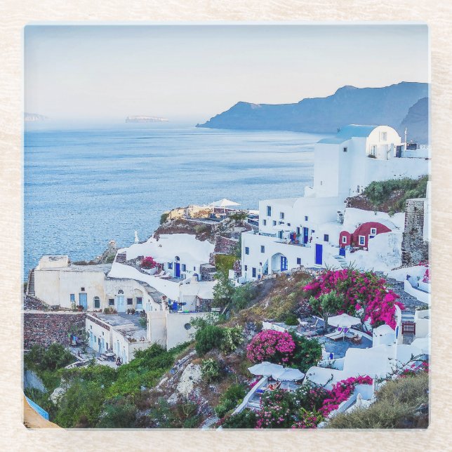 Oia, Santorini, Griechenland Glasuntersetzer (Vorderseite)