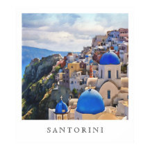 Oia, Santorini. Griechenland. Ölgemälde. Art Print