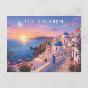 Oia Santorini Griechenland Sonnenuntergang Reise P Postkarte
