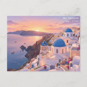 Oia Santorini Griechenland Sonnenuntergang Reise P Postkarte