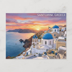 Oia Santorini Griechenland Sonnenuntergang Reise P Postkarte