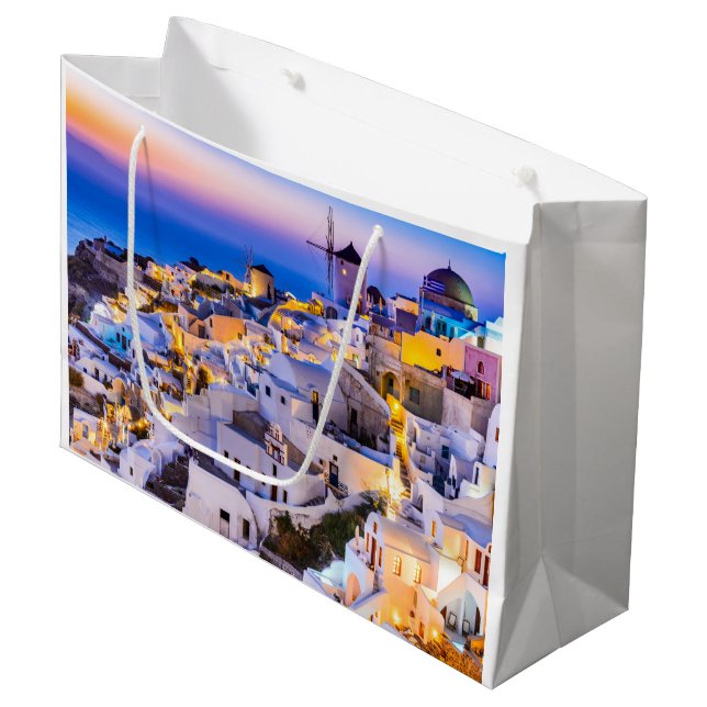 Oia Santorini Große Geschenktüte (Vorderseite Schrägansicht)