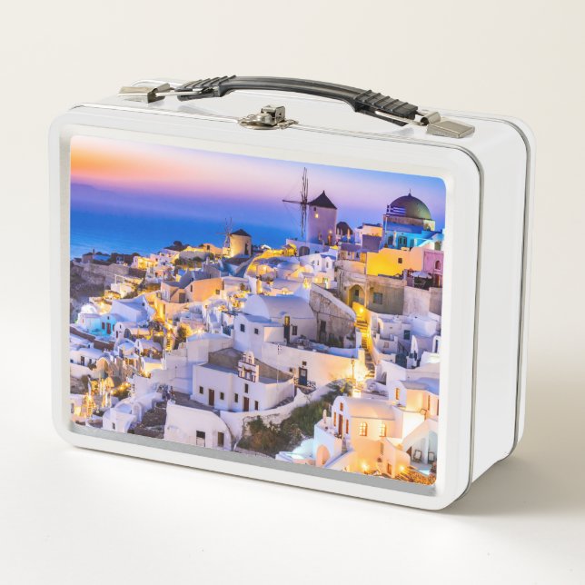 Oia Santorini Metall Brotdose (Vorderseite)