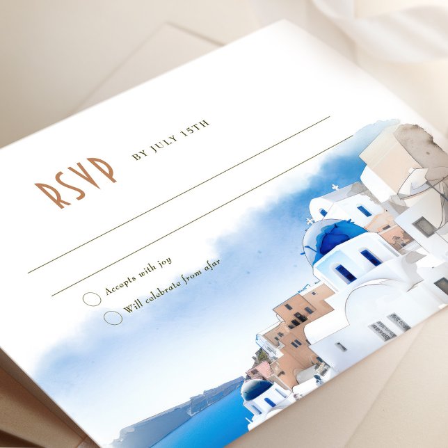 Oia Village auf Santorini Island Wedding RSVP/Antw Einladung (Von Creator hochgeladen)
