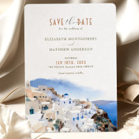 Oia Village Santorini Save the Date Hochzeit Itali
