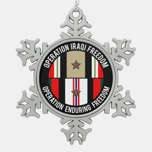 OIF - OEF 1 Stern Schneeflocken Zinn-Ornament (Vorderseite)