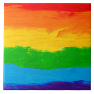 Oil paint Rainbow Colors Gay Lesbian LGBT Fliese