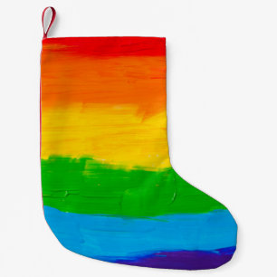 Oil paint Rainbow Colors Gay Lesbian LGBT Kleiner Weihnachtsstrumpf