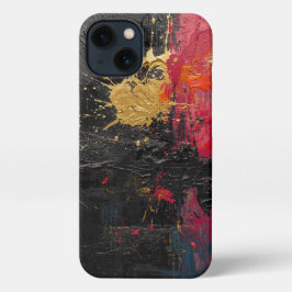 Oil Paint Splash Design Black, Red, Gold iPhone 13 Hülle