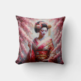 Oil Painting Geisha and Cherry Tree Kissen