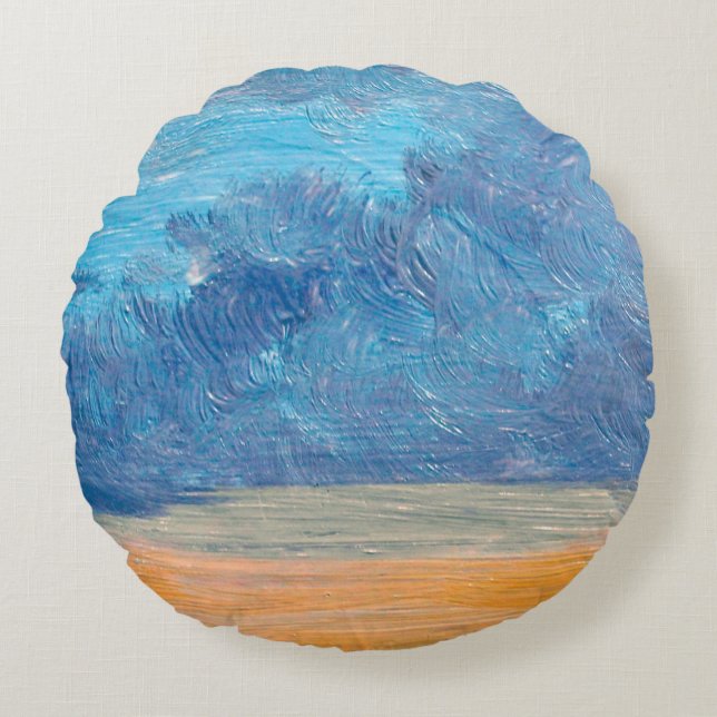 Oil paintings landscape. Feine Kunst, abstrakt, ku Rundes Kissen (Vorderseite)