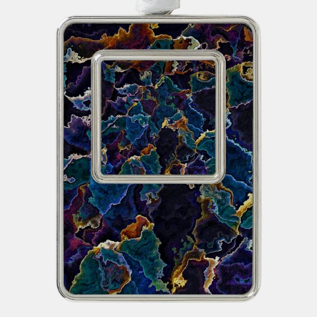 Oil Slick Weihnachtsschmuck Rahmen-Ornament Silber (Vorderseite)