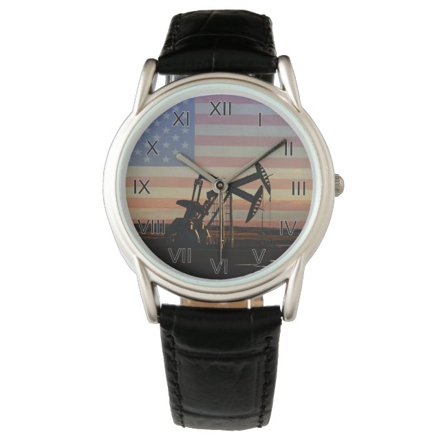 Oilfield American Flag Armbanduhr (Vorderseite)