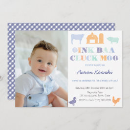 Oink Baa Cluck Moo Landtiere Geburtstagsparty Einladung