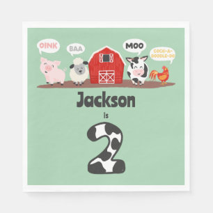 Oink Baa Moo 2. Geburtstagsfarm Kids Serviette