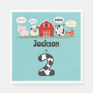 Oink Baa Moo 2. Geburtstagsfarm Kids Serviette