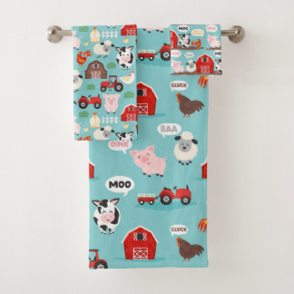 Oink Baa Moo Cock a doodle-do Farm Kids Badhandtuch Set