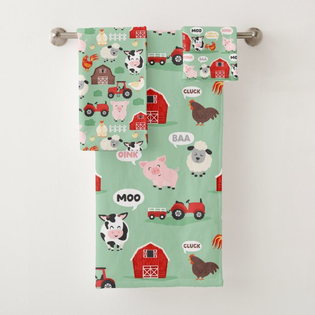 Oink Baa Moo Cock a doodle-do Farm Kids Badhandtuch Set (Insitu)