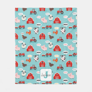 Oink Baa Moo Farm Tier Niedliche Kinder Fleecedecke