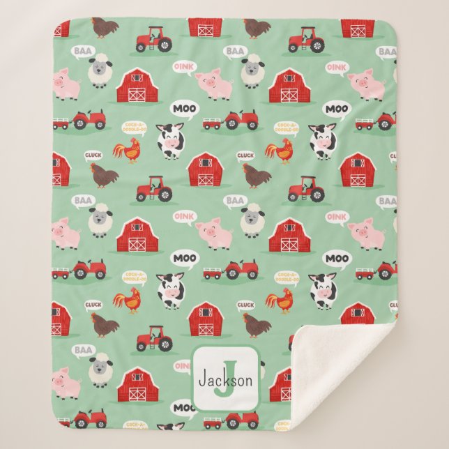 Oink Baa Moo Farm Tier Niedliche Kinder Sherpadecke (Vorderseite)