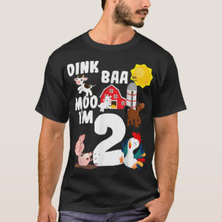Oink Baa Moo I m 2 Farm Animals Thema Geburtstag 2 T-Shirt