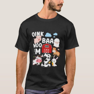 Oink Baa Moo I m 2 Farm Animes 2. Geburtstag für K T-Shirt