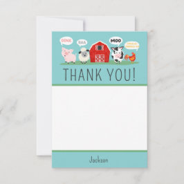 Oink Baa Moo Vielen Dank an die Party der Farm Dankeskarte