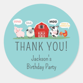 Oink Baa Moo Vielen Dank, Party für Landtiere Runder Aufkleber